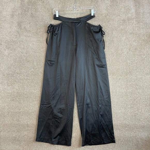 Princess Polly Charley Pants Women Size 4 Black Cutout High Rise Relaxed Leg NEW - Picture 2 of 12